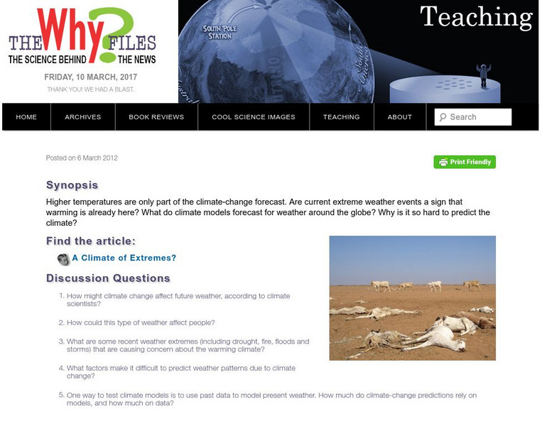 The Why Files: A Climate of Extremes Unit Plan The Why Files: A Climate of Extremes Unit Plan