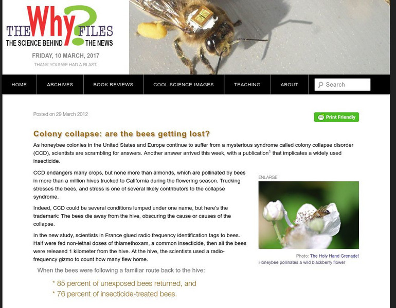 The Why Files: Honeybees Getting Lost? Article The Why Files: Honeybees Getting Lost? Article