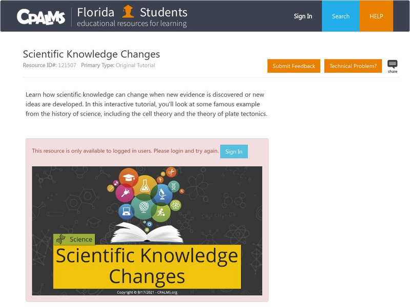 Florida State University Cpalms: Florida Students: Scientific Knowledge Changes Handout Florida State University Cpalms: Florida Students: Scientific Knowledge Changes Handout