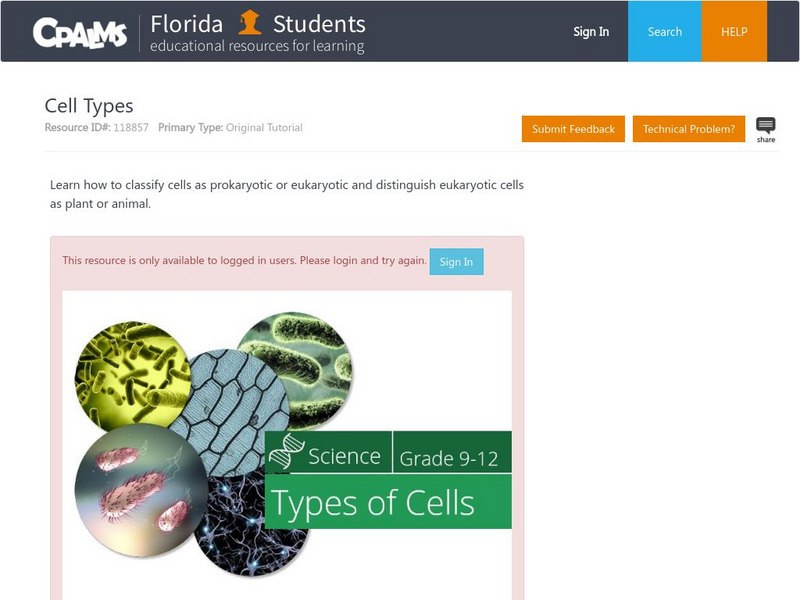 Florida State University Cpalms: Florida Students: Cell Types Instructional Video Florida State University Cpalms: Florida Students: Cell Types Instructional Video