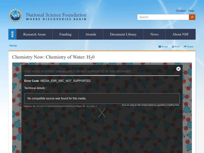National Science Foundation: Chemistry of Water Instructional Video National Science Foundation: Chemistry of Water Instructional Video