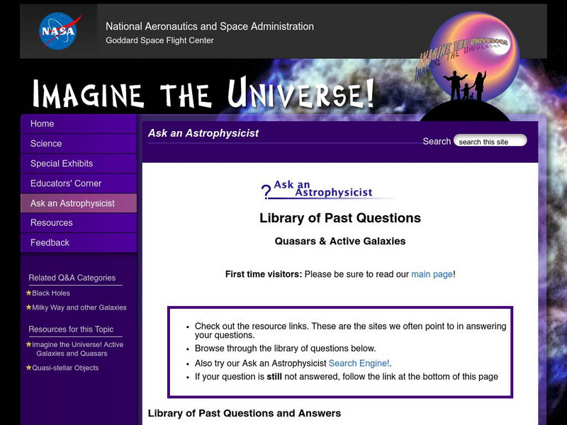 Nasa: Imagine the Universe: Fa Qs on Quasars Website Nasa: Imagine the Universe: Fa Qs on Quasars Website