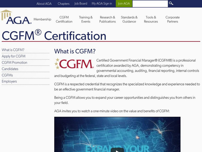 Association of Government Accountants: Cgfm Overview Website