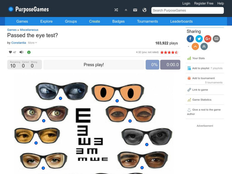 Purpose Games: Passed the Eye Test? Interactive