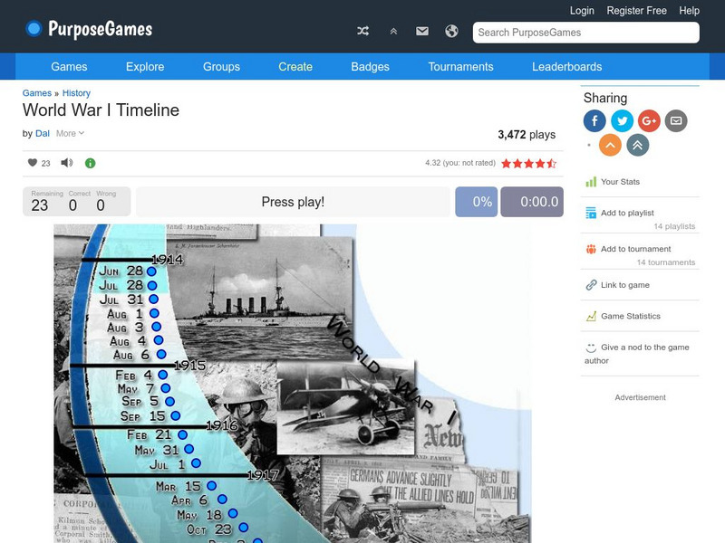 Purpose Games: World War I Timeline Interactive