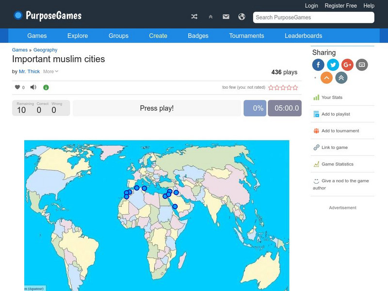 Purpose Games: Can You Pick the Important Muslim Cities? Interactive Purpose Games: Can You Pick the Important Muslim Cities? Interactive