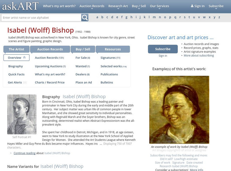 Ask art.com: Isabel Bishop Links Handout