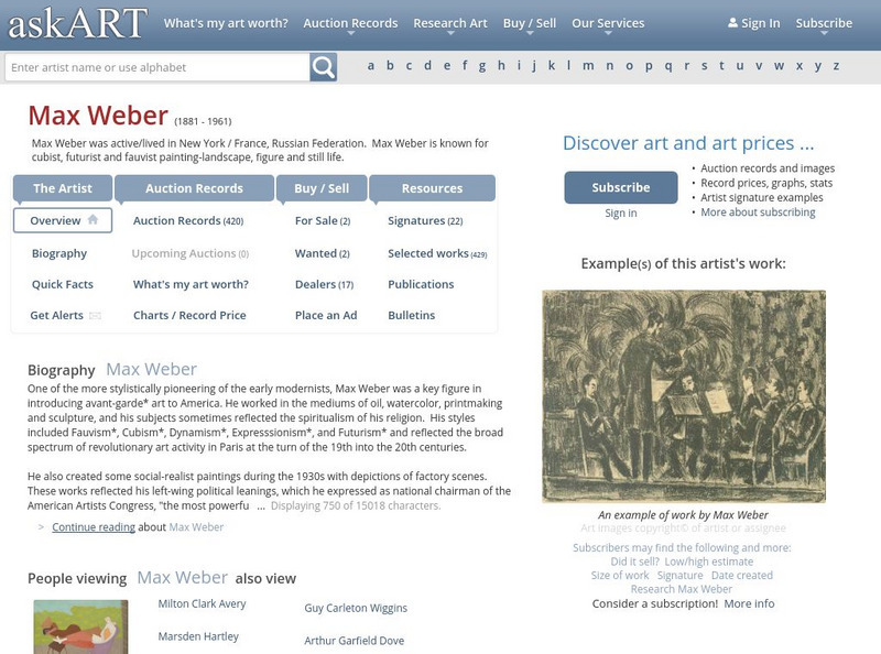 Ask Art: Max Weber Handout Ask Art: Max Weber Handout