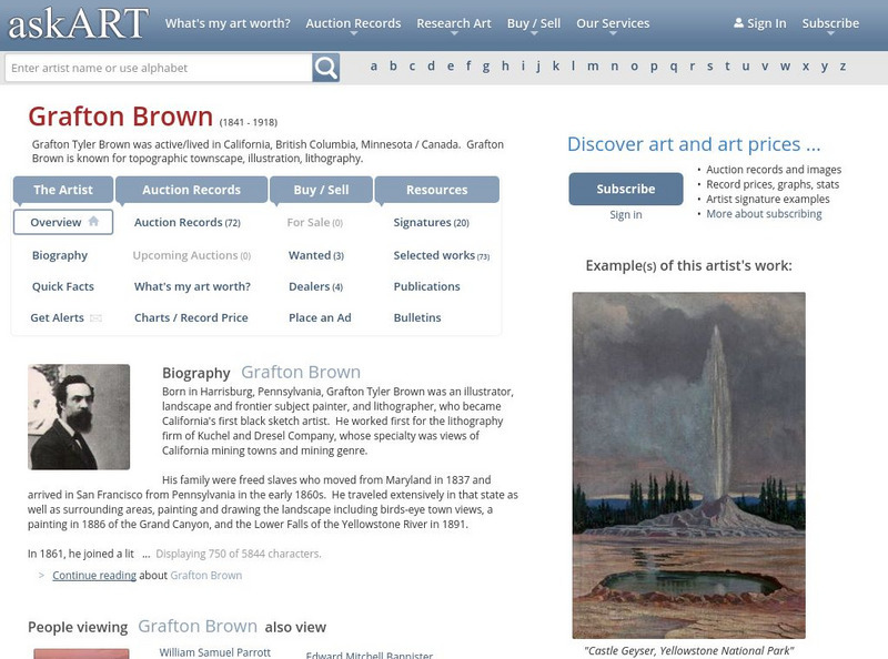 Ask Art: Grafton Tyler Brown Handout Ask Art: Grafton Tyler Brown Handout