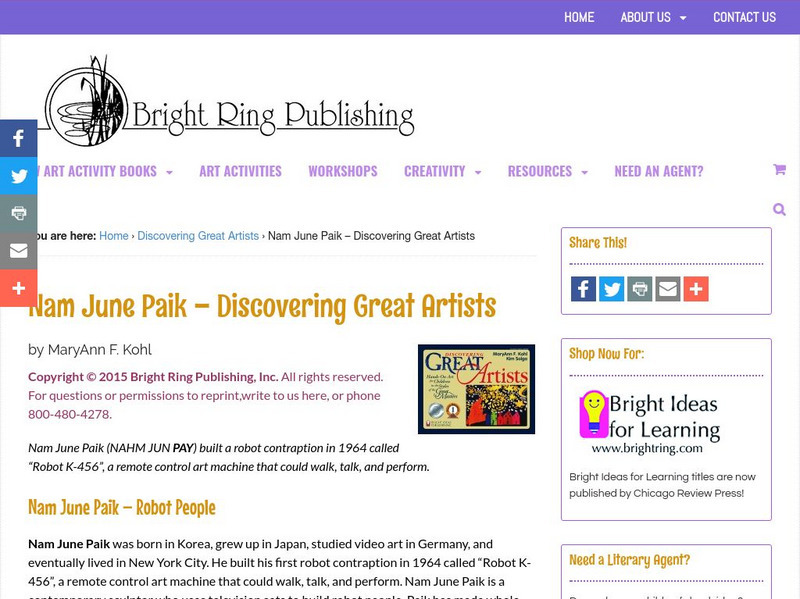 Paik: Robot People From Discovering Great Artists Lesson Plan Paik: Robot People From Discovering Great Artists Lesson Plan