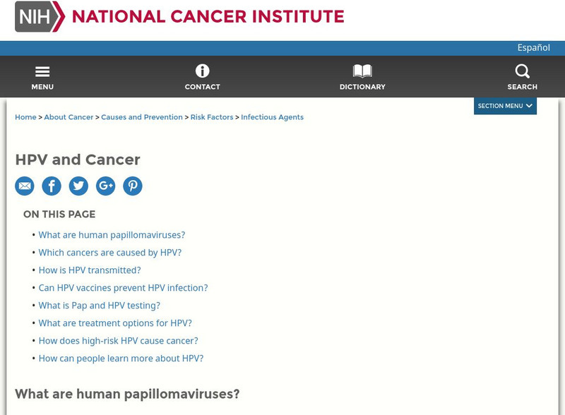 Cancer Info Svc: Human Papillomaviruses and Cancer Handout