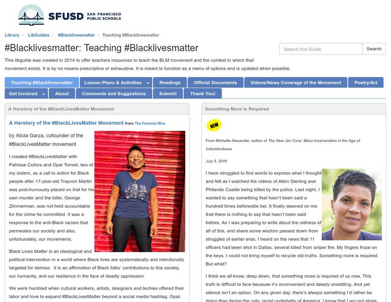 San Francisco Unified School District: Teaching #Blacklivesmatter Website San Francisco Unified School District: Teaching #Blacklivesmatter Website