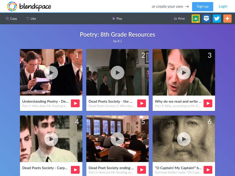 Blendspace: Poetry: 8th Grade Resources Unit Plan Blendspace: Poetry: 8th Grade Resources Unit Plan