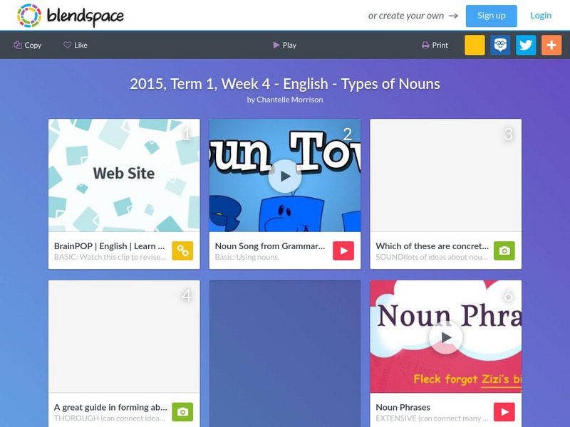 Blendspace: 2015, Term 1, Week 4 English Types of Nouns Unit Plan Blendspace: 2015, Term 1, Week 4 English Types of Nouns Unit Plan