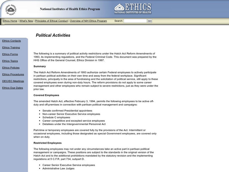 Political Activities: Hatch Act Reform Amendments Activity Political Activities: Hatch Act Reform Amendments Activity
