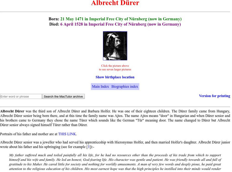 University of St. Andrews: Albrecht Durer Article