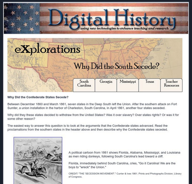 Digital History: Explorations: Why Did the South Secede? Website Digital History: Explorations: Why Did the South Secede? Website