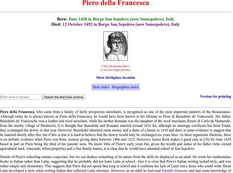 University of St. Andrews: Piero Della Francesca Article