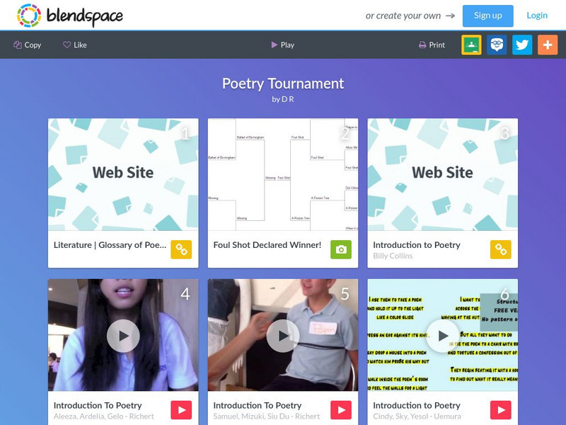 Blendspace: Poetry Tournament Unit Plan Blendspace: Poetry Tournament Unit Plan