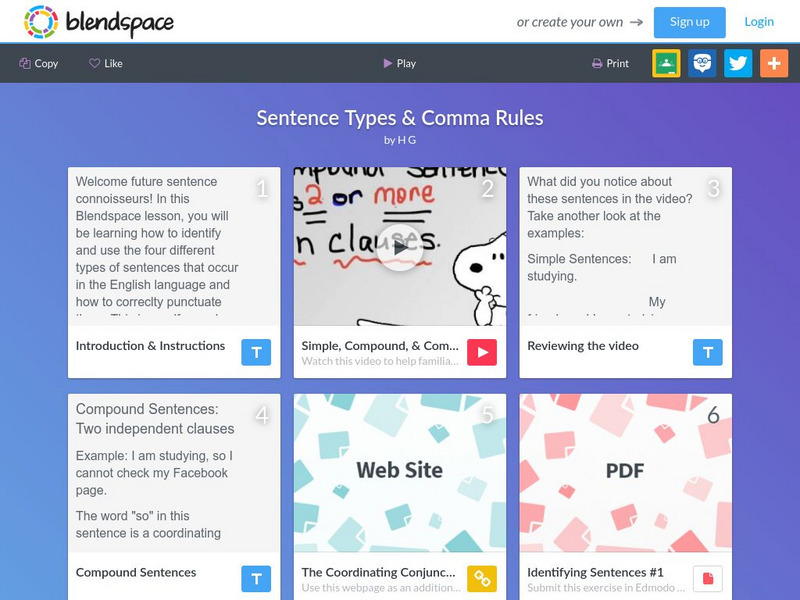 Blendspace: Sentence Types and Comma Rules Unit Plan Blendspace: Sentence Types and Comma Rules Unit Plan
