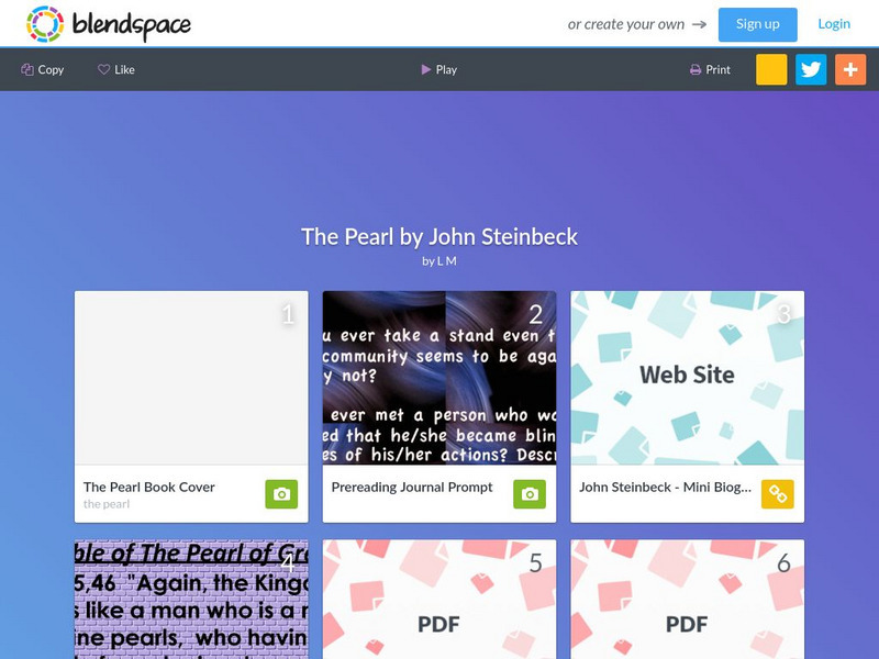 Blendspace: The Pearl by John Steinbeck Unit Plan Blendspace: The Pearl by John Steinbeck Unit Plan
