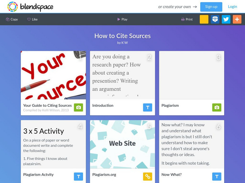 Blendspace: How to Cite Sources Unit Plan Blendspace: How to Cite Sources Unit Plan
