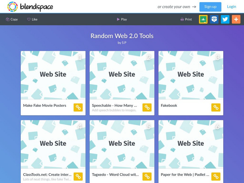 Blendspace: Random Web 2.0 Tools Unit Plan