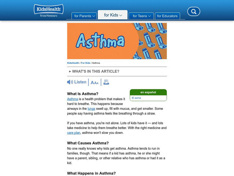 Kids Health: Asthma Handout Kids Health: Asthma Handout