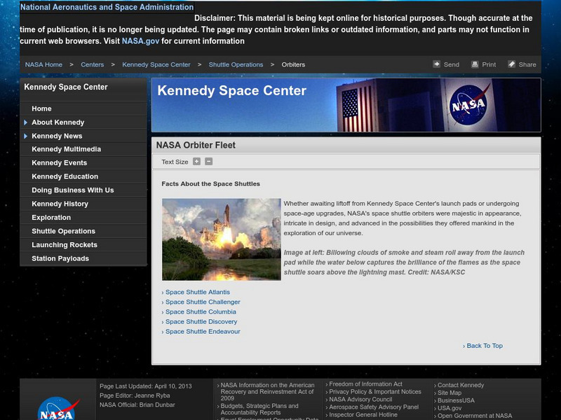 Nasa: Space Shuttle Orbiter Fleet Website Nasa: Space Shuttle Orbiter Fleet Website