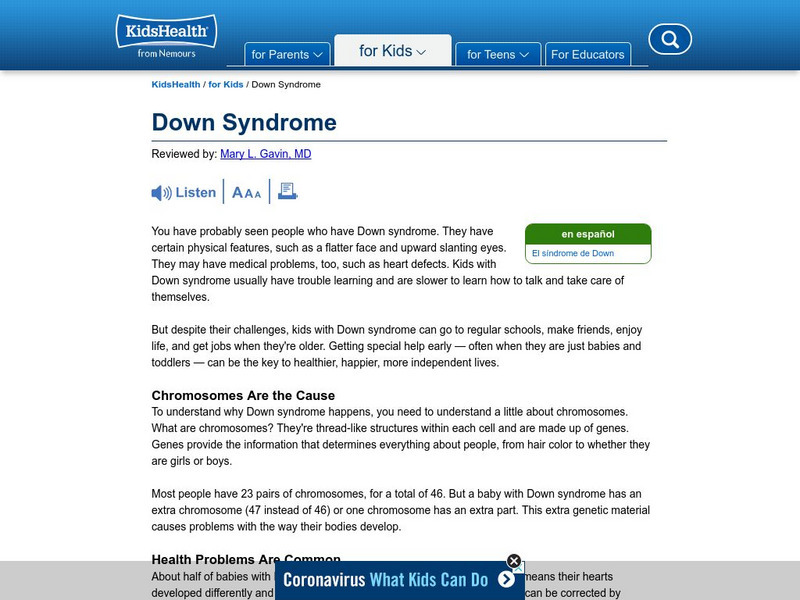 Kids Health: Down Syndrome Audio Kids Health: Down Syndrome Audio