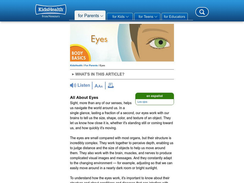 Kids Health: Eyes Handout Kids Health: Eyes Handout