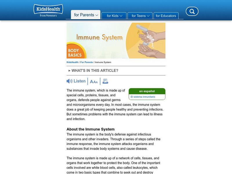 Kids Health: Immune System Handout Kids Health: Immune System Handout