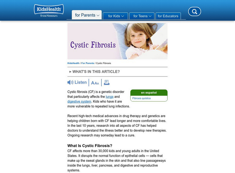 Kids Health: Cystic Fibrosis Website Kids Health: Cystic Fibrosis Website