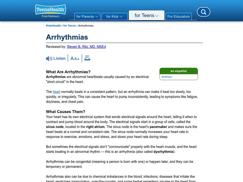 Kids Health: Arrhythmias Website Kids Health: Arrhythmias Website