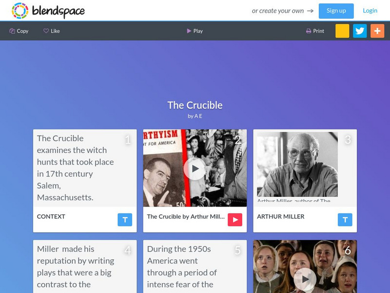 Blendspace: The Crucible Unit Plan Blendspace: The Crucible Unit Plan