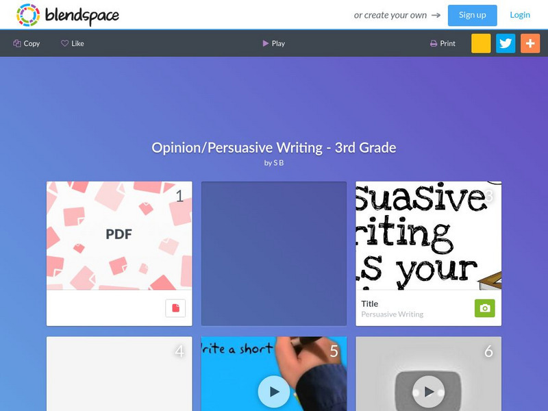 Blendspace: Opinion/persuasive Writing 3rd Grade Unit Plan Blendspace: Opinion/persuasive Writing 3rd Grade Unit Plan