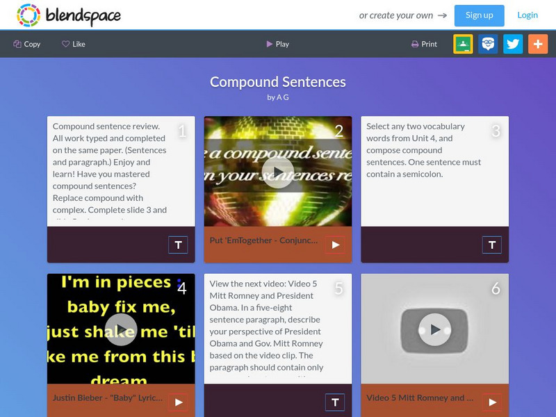 Blendspace: Compound Sentences Unit Plan Blendspace: Compound Sentences Unit Plan