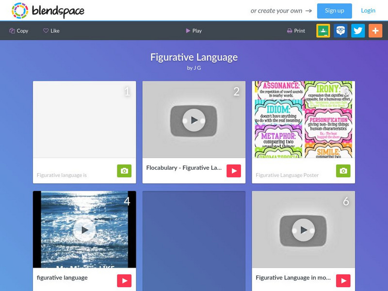 Blendspace: Figurative Language Unit Plan Blendspace: Figurative Language Unit Plan