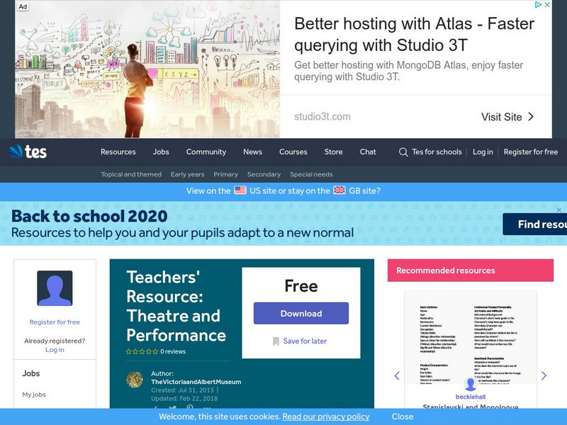 Tes: Teachers' Resource: Theatre and Performance Activity