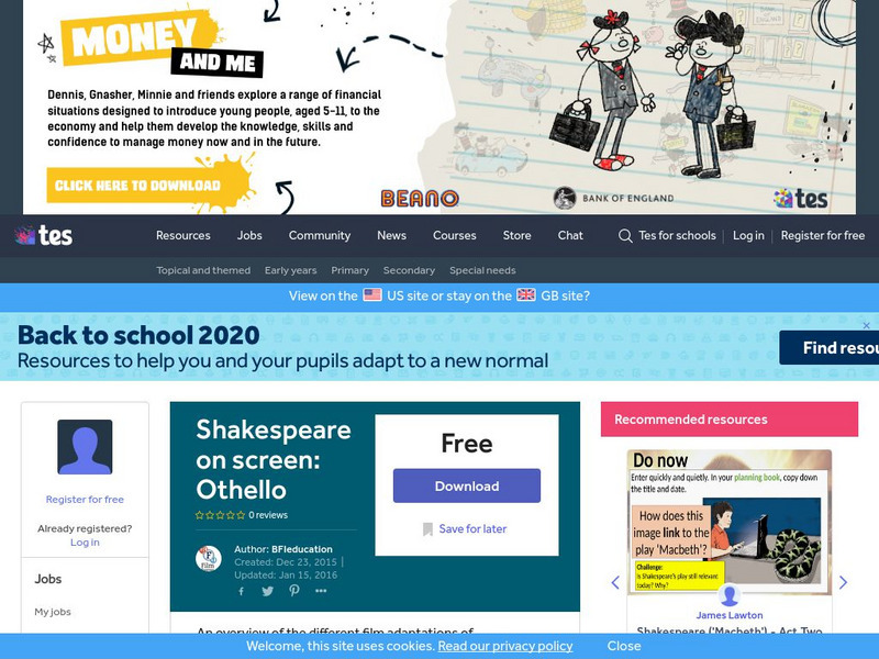 Tes: Shakespeare on Screen: Othello Article Tes: Shakespeare on Screen: Othello Article