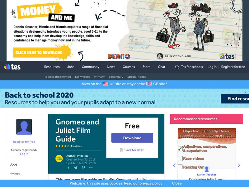 Tes: Gnomeo and Juliet Film Guide Unit Plan Tes: Gnomeo and Juliet Film Guide Unit Plan