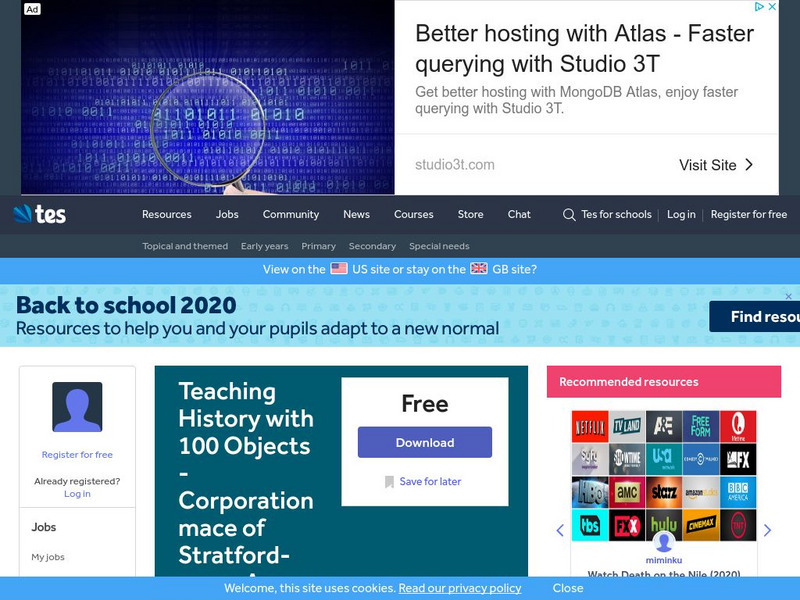 Tes: Teaching History With 100 Objects: Corporation Mace of Stratford Upon Avon Unit Plan