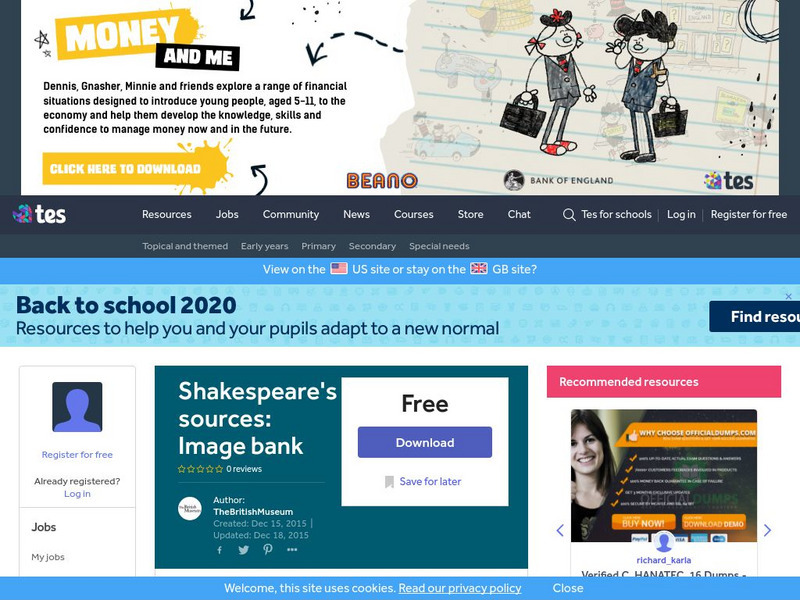 Tes: Shakespeare's Sources: Image Bank Graphic