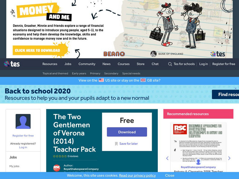 Tes: The Two Gentlemen of Verona (2014) Teacher Pack Unit Plan Tes: The Two Gentlemen of Verona (2014) Teacher Pack Unit Plan