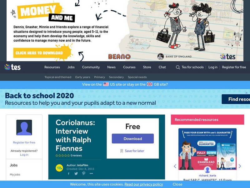 Tes: Coriolanus: Interview With Ralph Fiennes Instructional Video