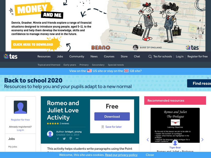 Tes: Romeo and Juliet Love Activity Activity Tes: Romeo and Juliet Love Activity Activity