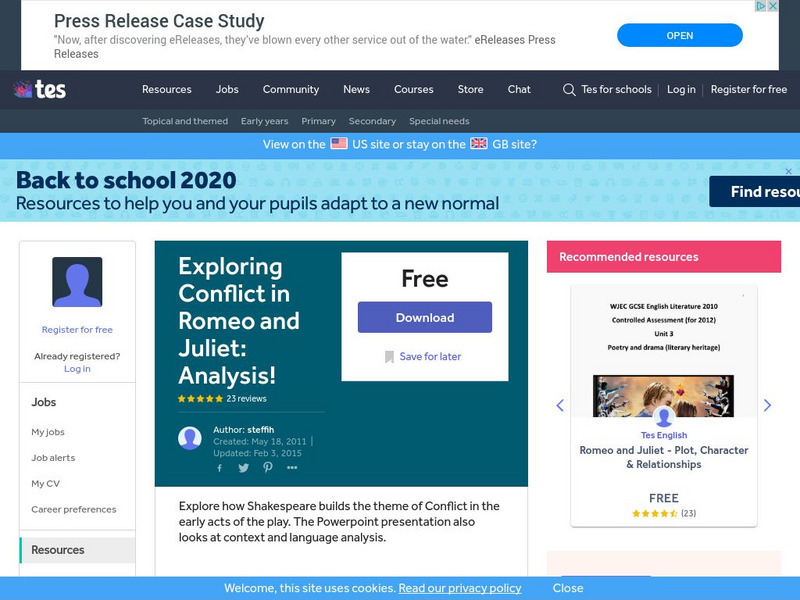Tes: Exploring Conflict in Romeo and Juliet: Analysis! Unit Plan Tes: Exploring Conflict in Romeo and Juliet: Analysis! Unit Plan