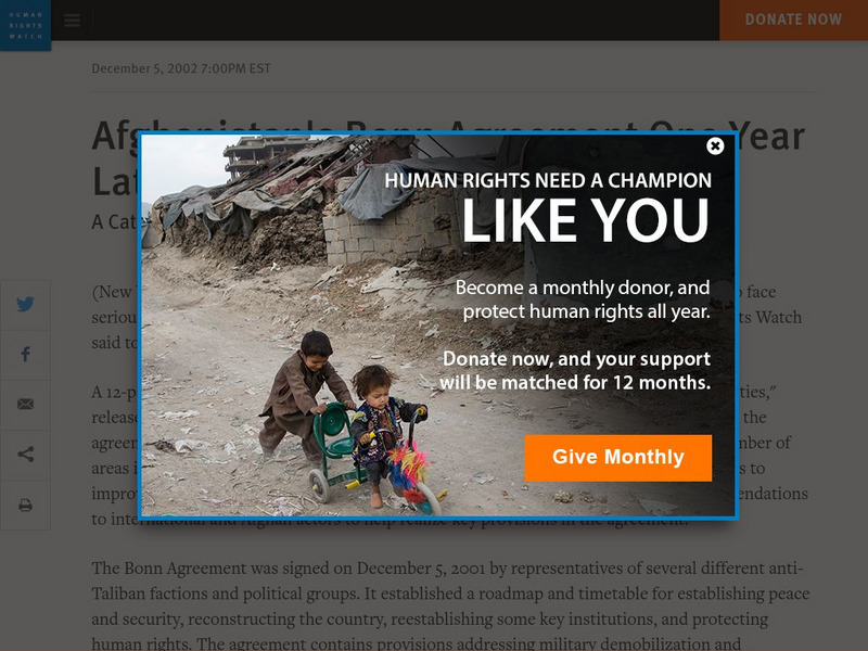 Human Rights Watch: Bonn Agreement One Year Later Handout Human Rights Watch: Bonn Agreement One Year Later Handout