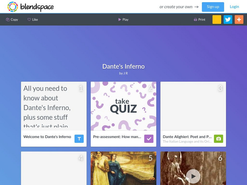 Blendspace: Dante's Inferno Unit Plan Blendspace: Dante's Inferno Unit Plan