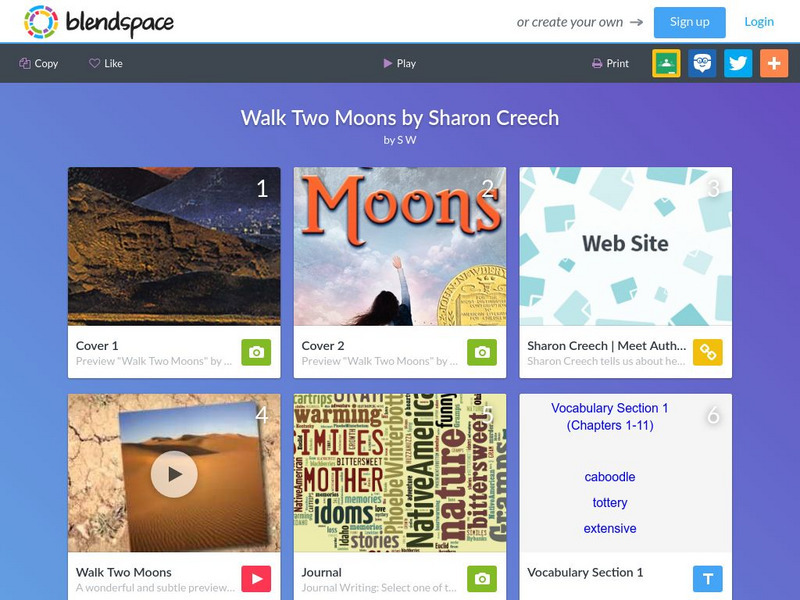 Blendspace: Walk Two Moons by Sharon Creech Unit Plan Blendspace: Walk Two Moons by Sharon Creech Unit Plan